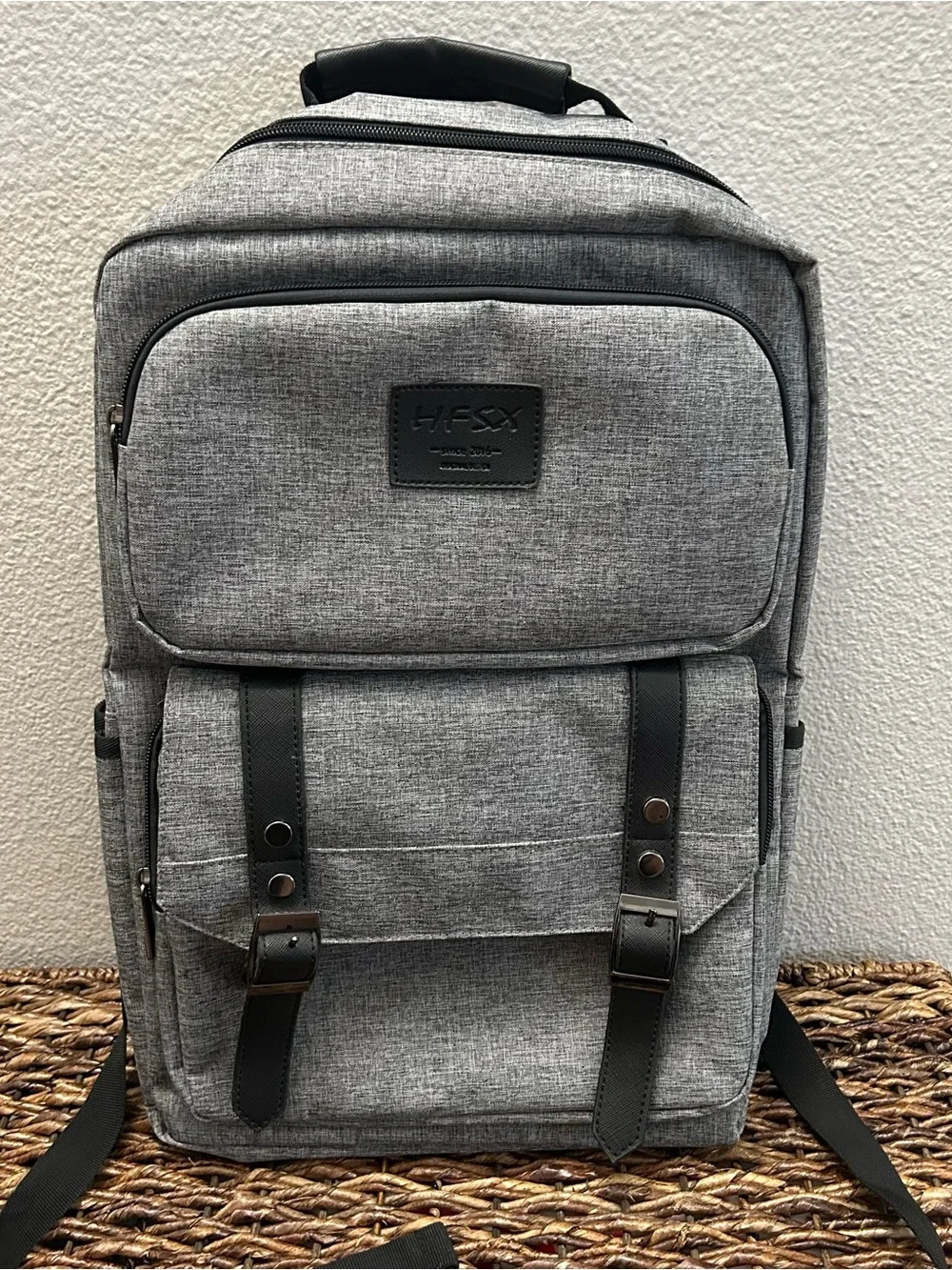 HFSX Laptop Backpack School Business Travel Computer Backpack USB Port Gray Bag
